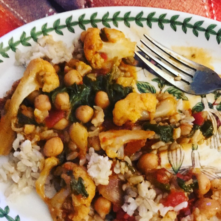 Food + Love. Chickpea,Tomato and Cauliflower Curry